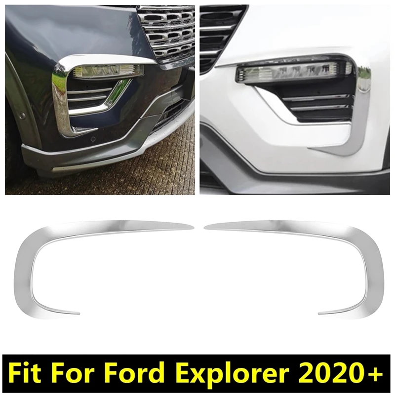 

Car Front Bumper Spoiler Air Knife Fog Lamp Eyebrow Cover Trim for Ford Explorer 2020 2021