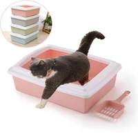 plastic cat sand box with scoop anti splash toilet bedpan kitten litter box pee tray trainer puppy cleaning waste pets supplies