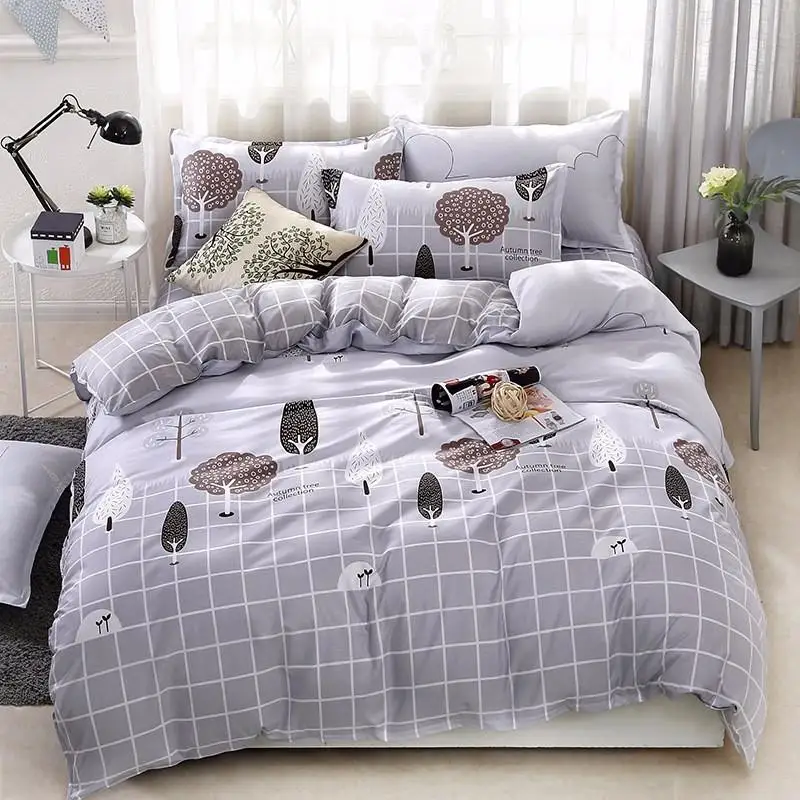 

New Fashion Gray Plaid Duvet Cover 3/4 Pcs Bedding Set Adult Kids Child Soft Cotton Bed Linen Single Queen King Size Bedspreads