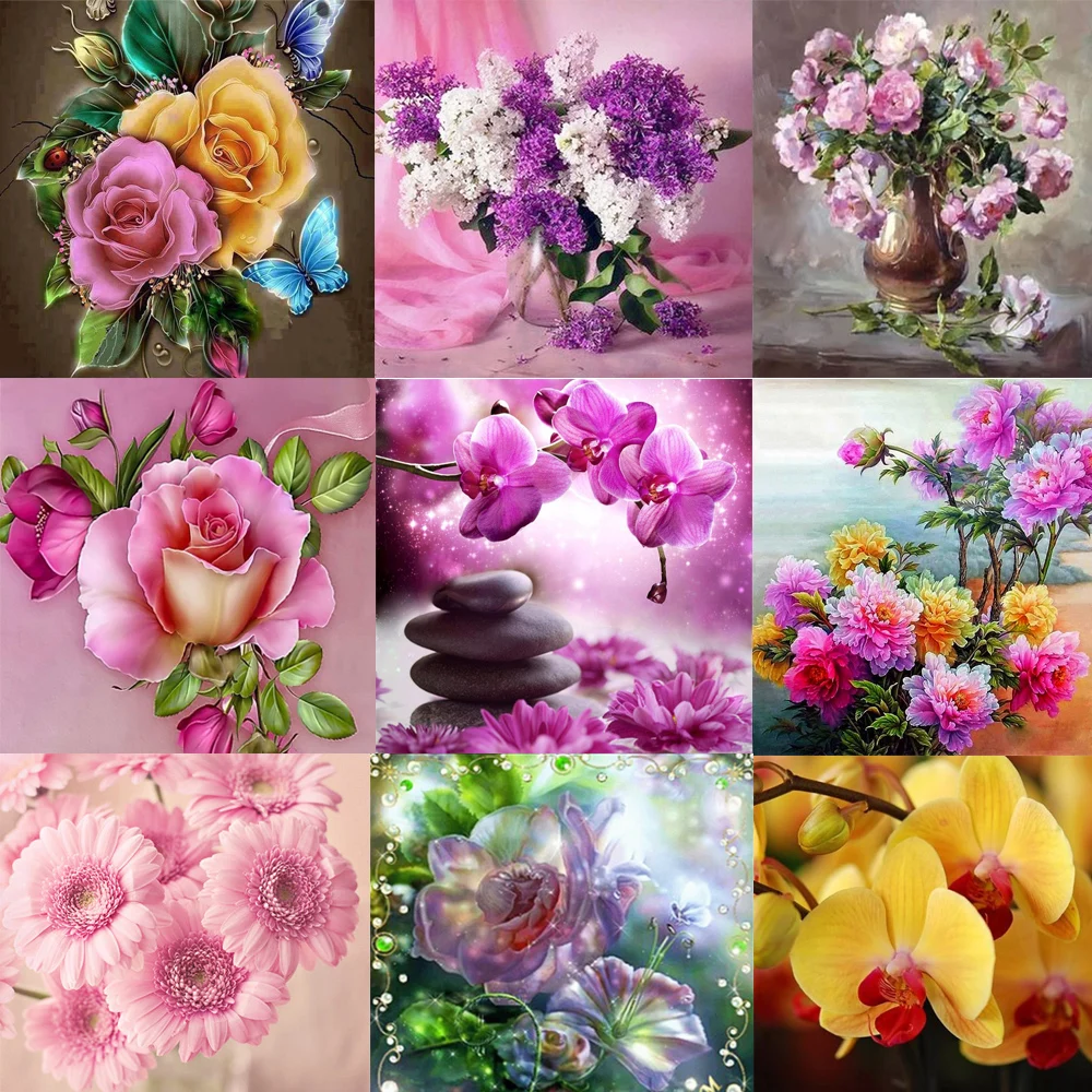 DPF 5D алмазная вышивка Круглая Полная живопись крестиком цветочные поделки