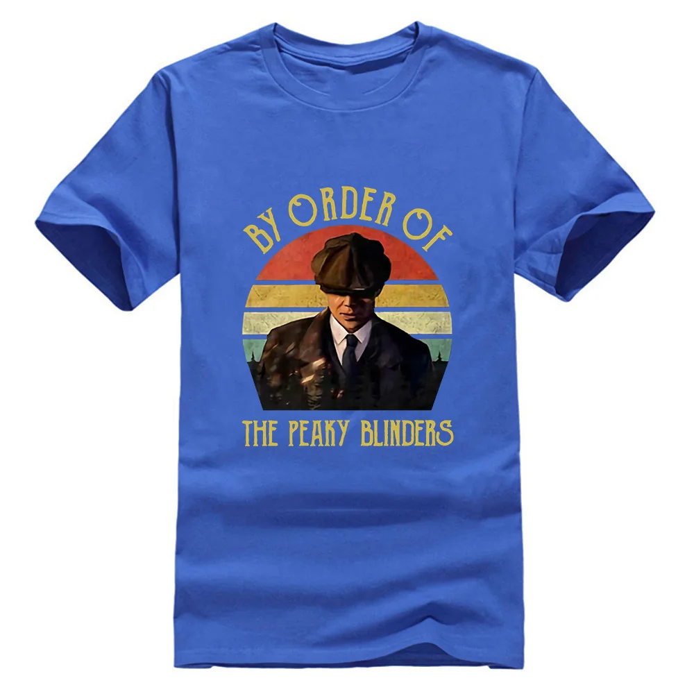 Arthur Shelby по заказу Peaky Blinders черная Хлопковая мужская S-6Xl Футболка с принтом на заказ - Цвет: Синий
