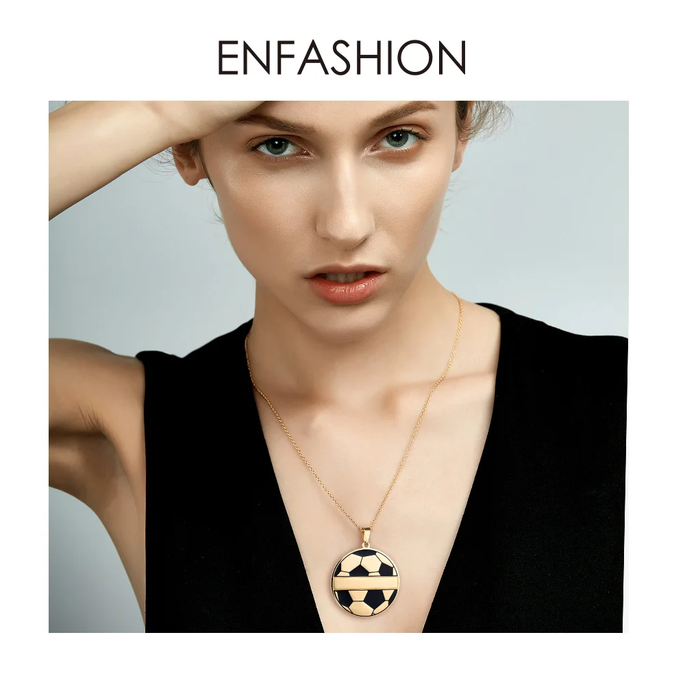 ENFASHION персонализированное ожерелье с выгравированным именем золотого цвета, ожерелье с подвеской в виде футбольного мяча, женское Ювелирное колье PB183003