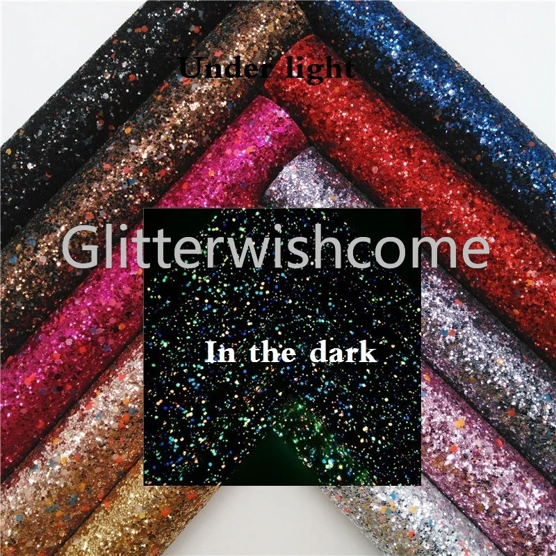 Glitterwishcome 21X29 см A4 Размер светится в темноте блестящая ткань массивные блестящие