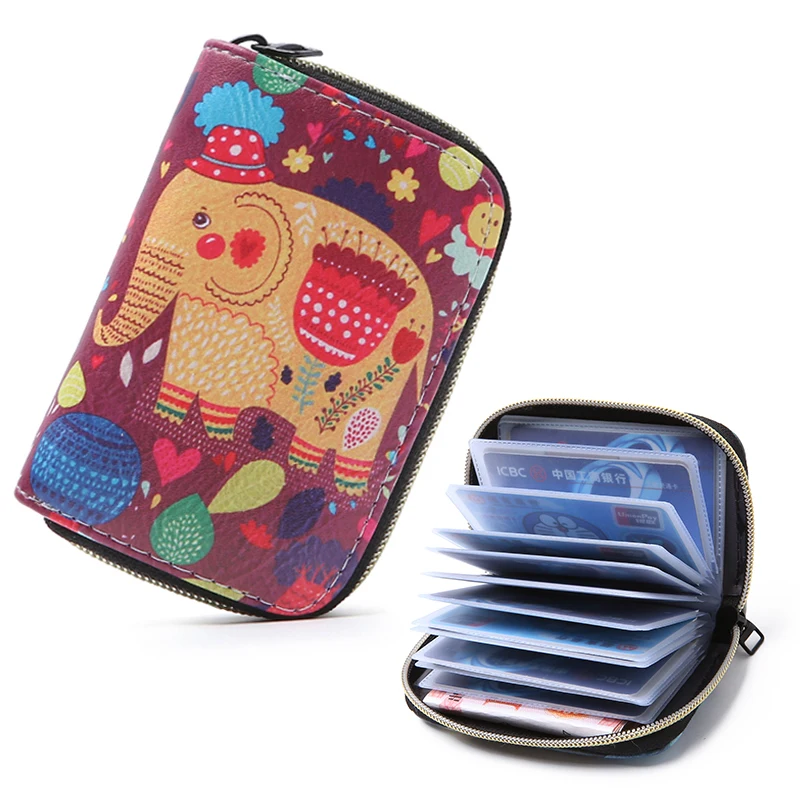 

Fashion Cute Elephant Women Men ID Credit Card Holder High Capacity 24 Bits Cards Case Bag Driver License for Female Teenager