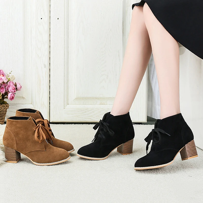 Большие размеры 35 43 зимние повседневные женские ботинки Теплые ботильоны на