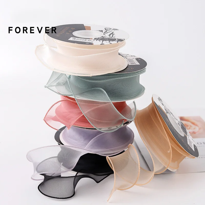 

Fishtail yarn ribbon flower packaging material bouquet floral flower shop supplies snow yarn silk wave belt 10 yards