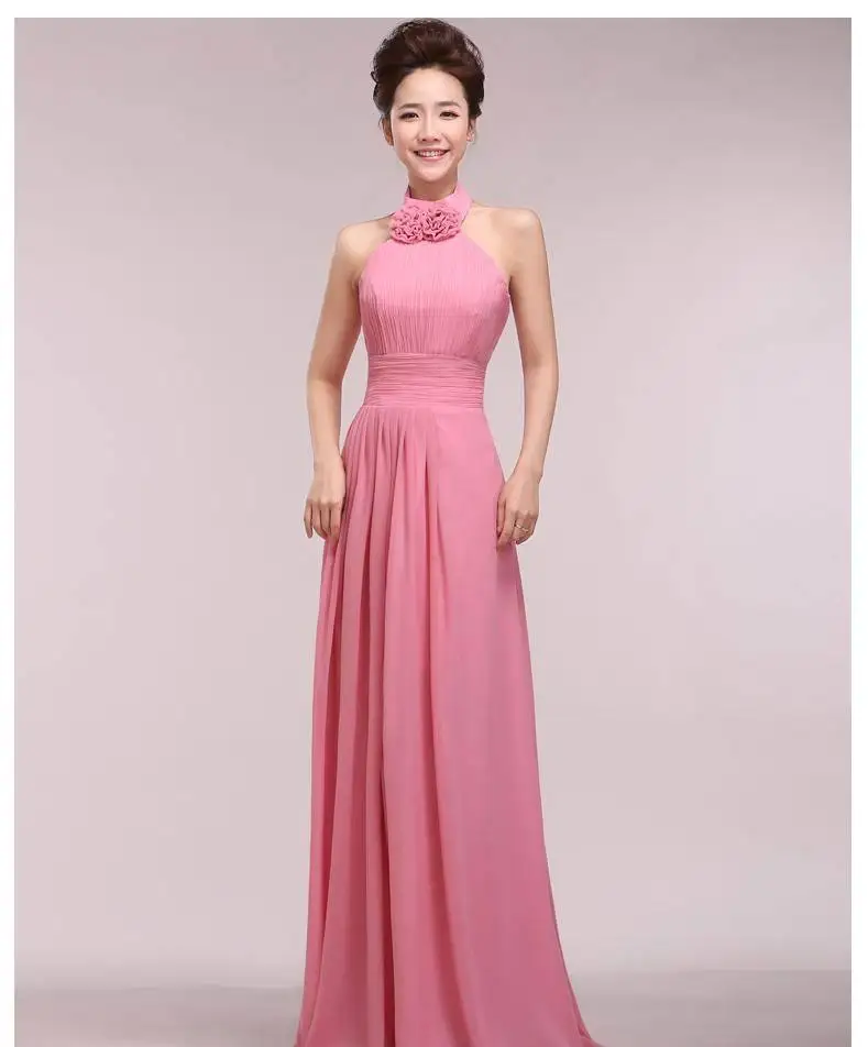 Женское шифоновое вечернее платье с лямкой на шее длинное официальное выпускной