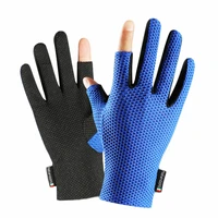 1 pair ice silk fishing glove 2 cut finger men women outdoor fishing anti slip sport angling fishing catching protect hand glove