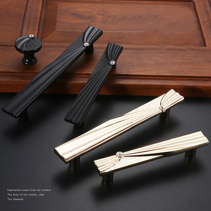 Золотые ручки для мебели черные шикарные кухонных шкафов и дверей европейские