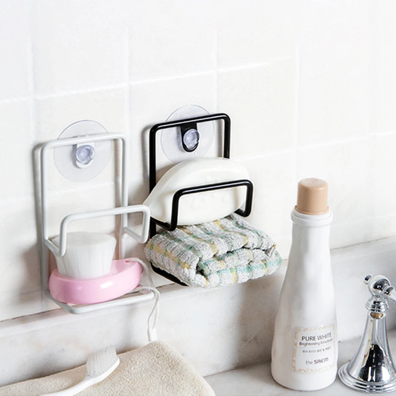 

2pcs 2 Layers Sink Sponge Holder Metal Suction Cup Kitchen Drain Rack Shelf Clean Brush Storage Accessories Organizer