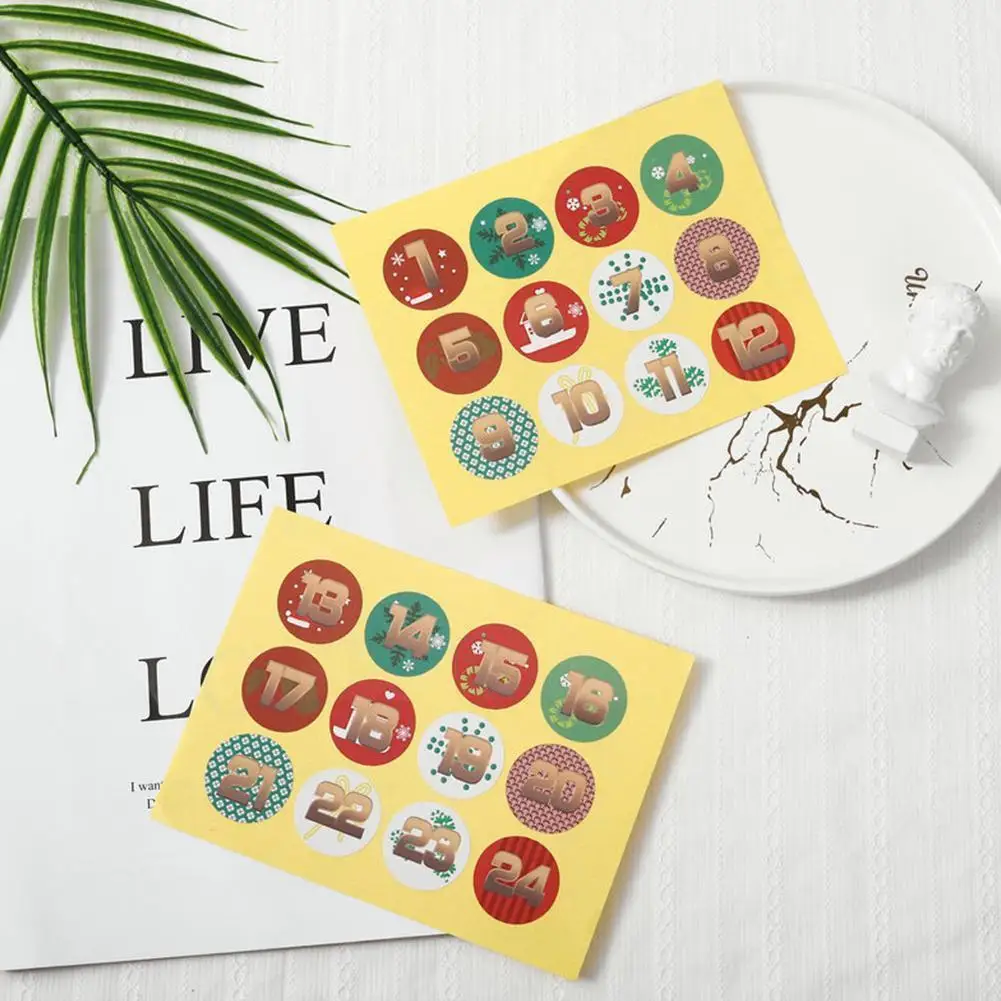 

1Pcs Brand New And High Quality Merry Christmas Advent Labels Decor Number Round Sticker Gift Scrapbooking DIY Paper Sticke L0G4