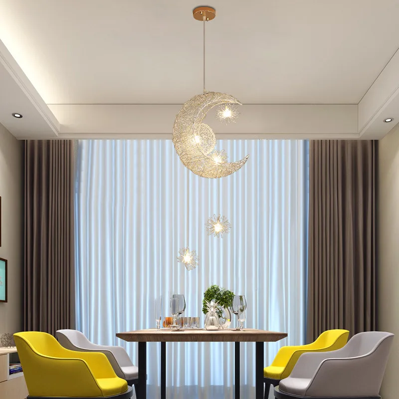 Современный Креативный Луна Алюминий подвесной светильник с Спальня подвесные