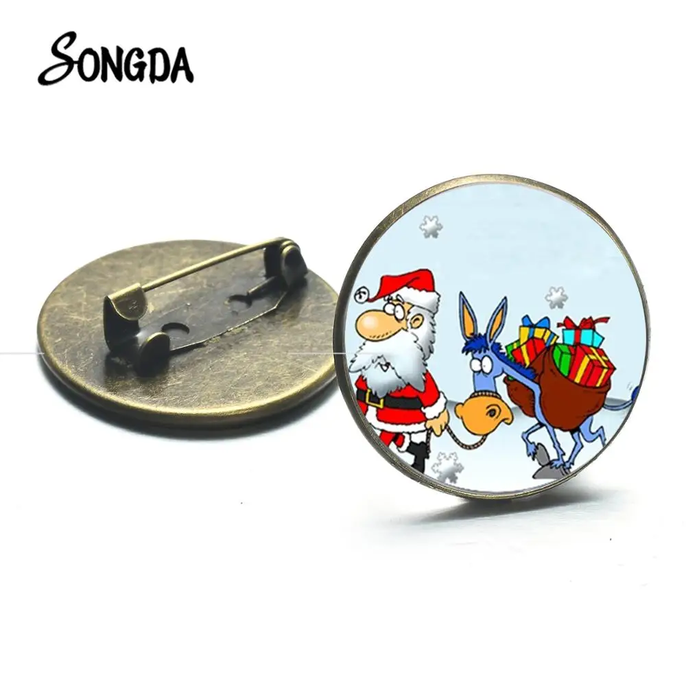 Забавная металлическая брошь в виде Санта Клауса и оленя снежинки кошки с