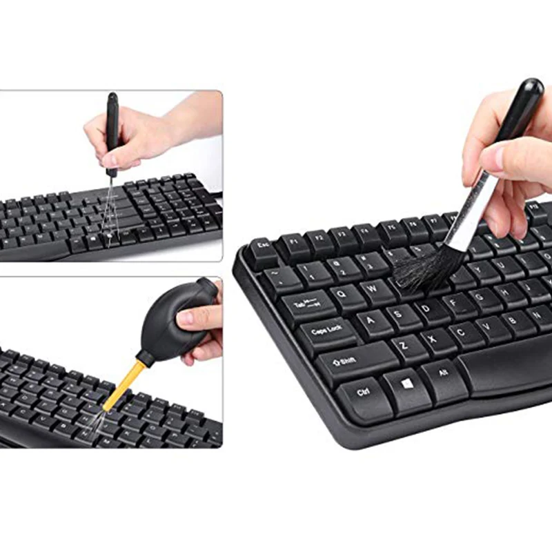 

Machinery Keyboard Keycaps Puller Cleaning Kit Dust Blower Ball Rubber and Brush and Keycap Puller Tools