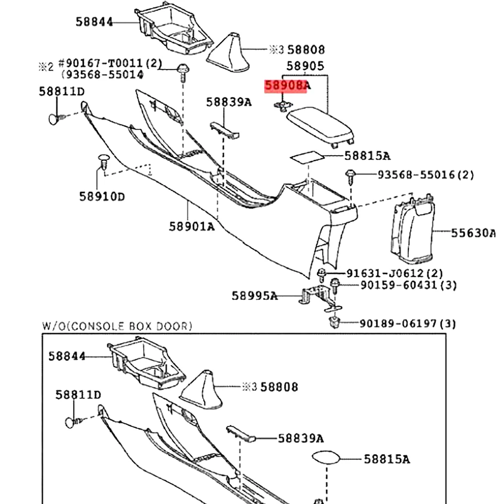 Крышка подлокотника JEAZEA 5890833030 крышка с защелкой подходит для Toyota Scion Camry Highlander Rav4