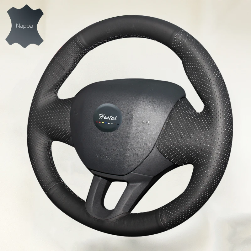 

Steering Wheel Cover for Peugeot 2008 low equipped 2014 DIY braid on the steering wheel Anti-Slip Soft leather car styling