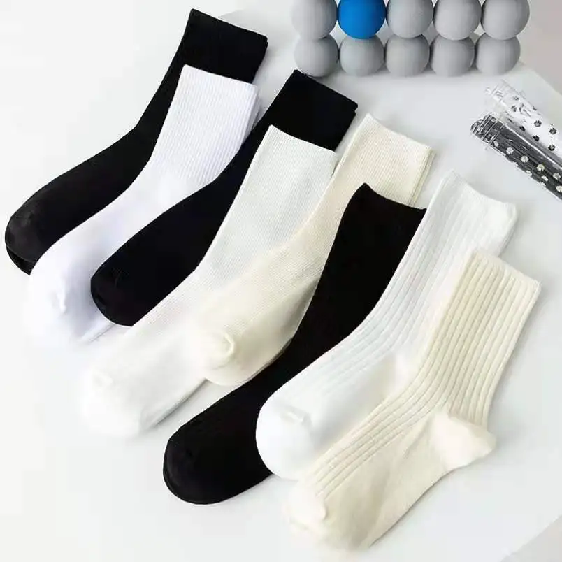 

2 pairs Black and White Thread Fashion Ventilation Female Cotton Socks