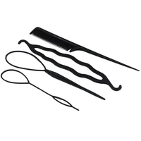 furling girl 4pcs pack hair styling tool braid for ponytail tail maker combination bun maker pull needle and combs