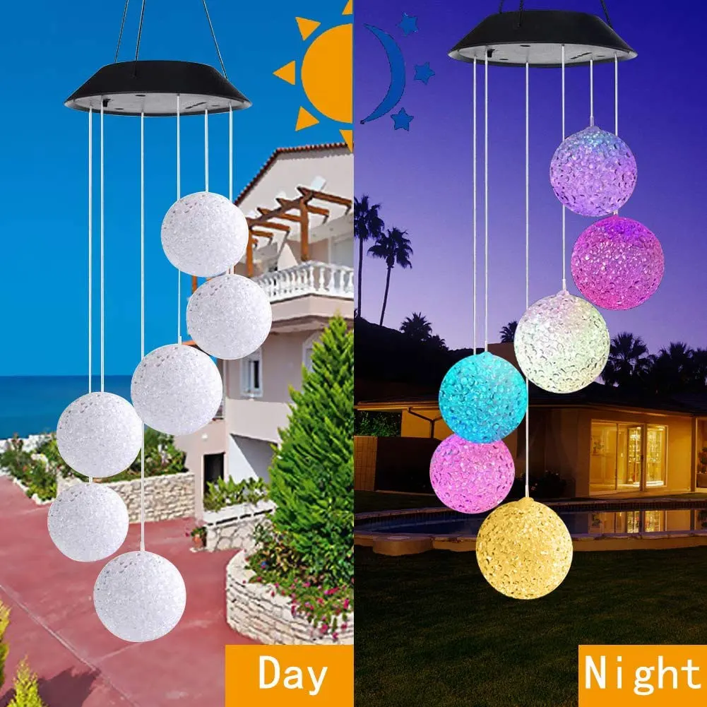 

Solar Led Light Outdoor Wind Chime Crystal Ball Light Color Changing Waterproof Garden Decoration Outdoor Lamp Patio Yard Garde