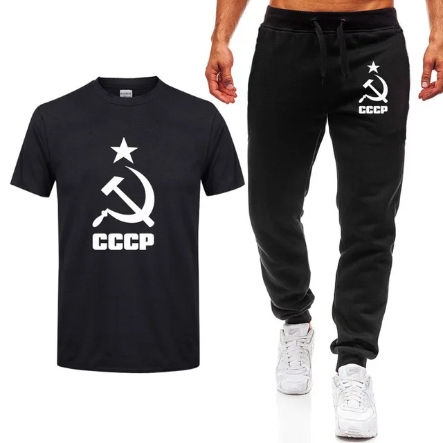 Мужская футболка с коротким рукавом CCCP повседневная хлопковая короткими