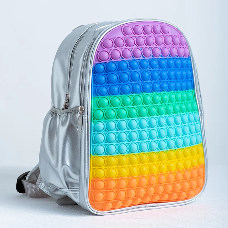 Mochila con estampado 3D de 12/16 pulgadas para ni&ntilde;os, bolsa con burbujas de empuje de arco iris, Pop de dibujos animados, descompresi&oacute;n, Anime-1
