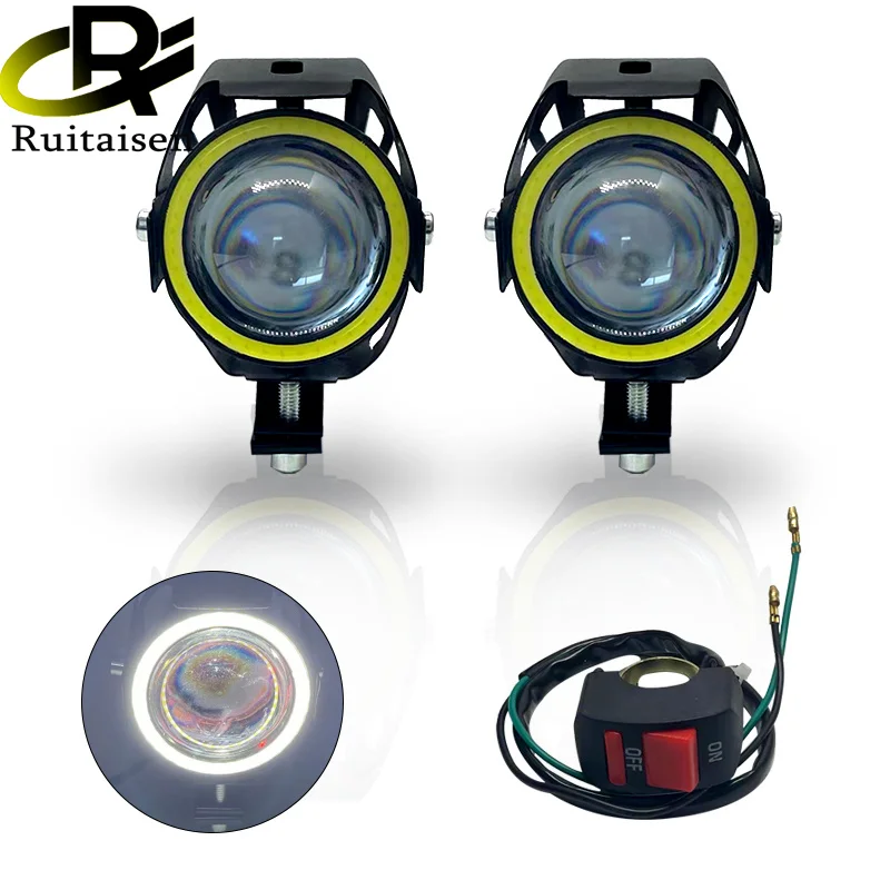 

U7/U5 LED Motorcycle Angel Eyes Headlight DRL Spotlights Auxiliary Bright LED Bicycle Lamp Accessories Car Work Fog Light 12V