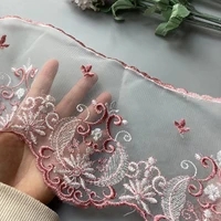2 yards pink 19cm mesh embroidered lace trims for sofa chair cushion home textiles trimmings ribbon sewing accessories fabric