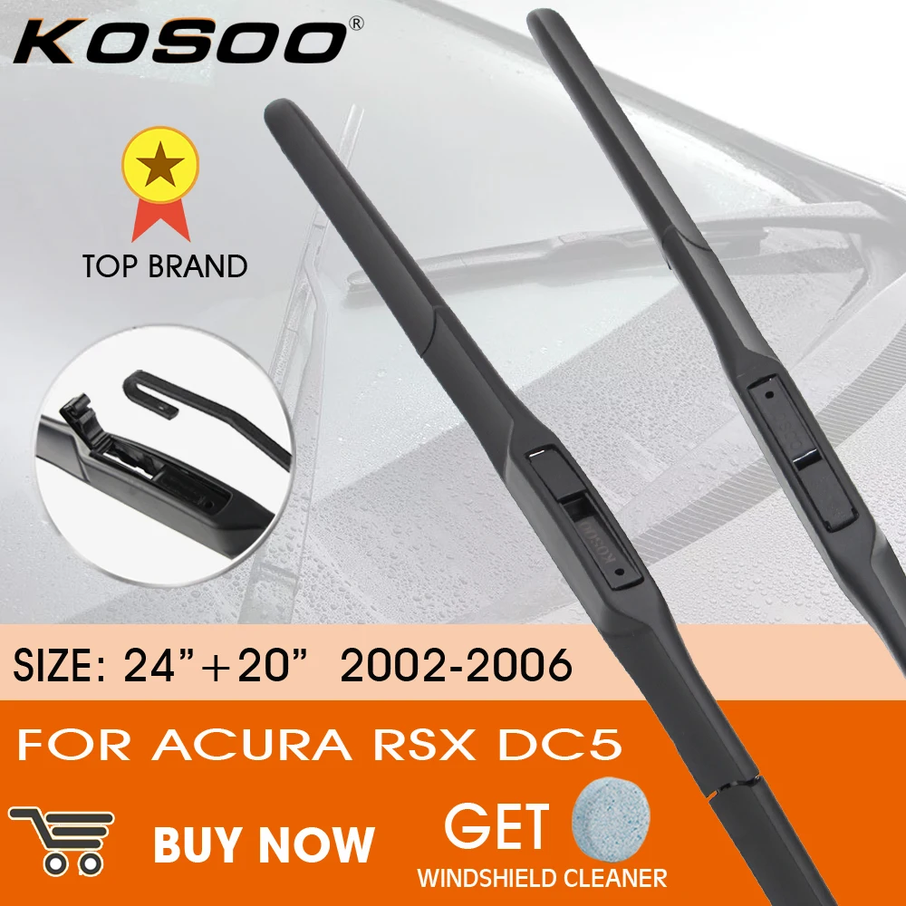 

KOSOO Car Wiper Blade For Acura RSX DC5 2002-2006 LHD / RHD Front Window Windshield Windscreen Wiper Blades 24"+20"