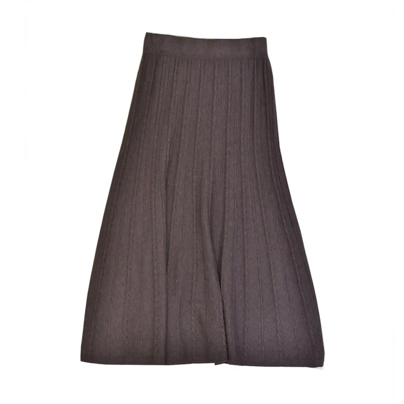 Женская Длинная вязаная юбка трапециевидная повседневная 19FW|Женские юбки| |