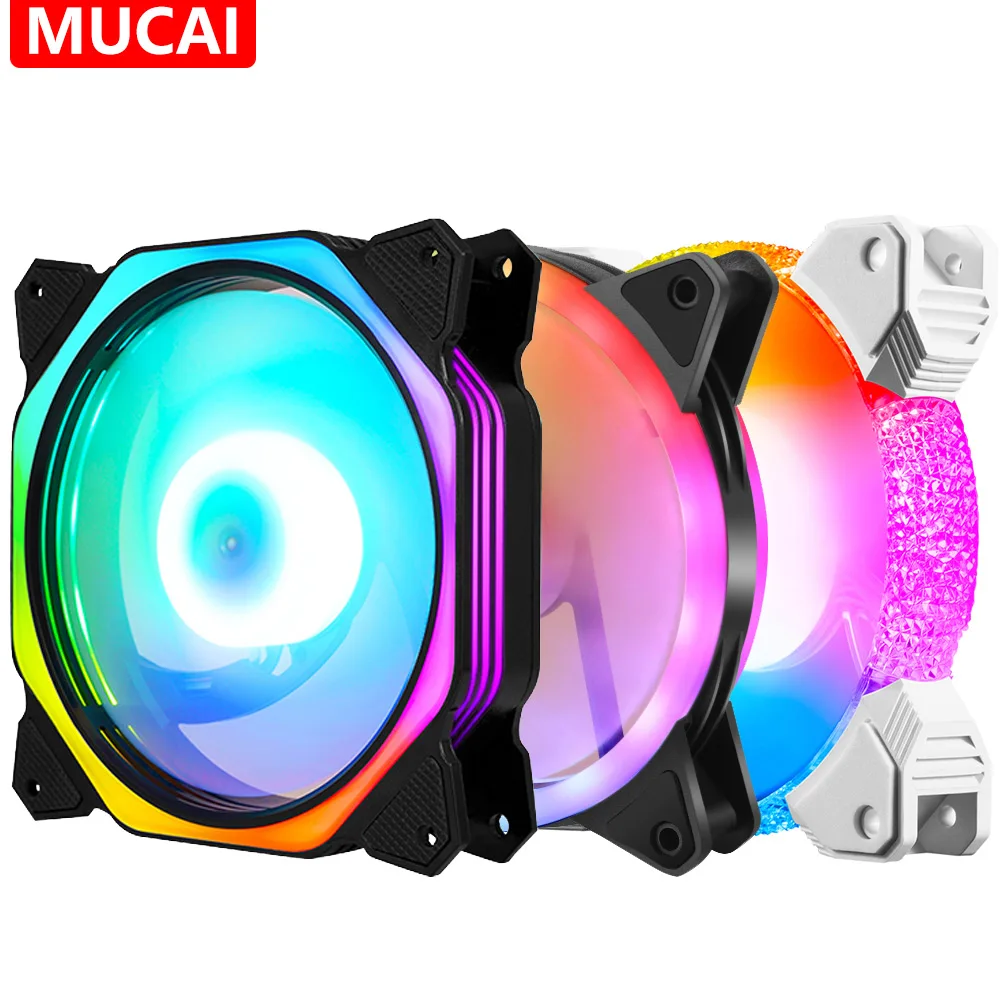 

Кулер для охлаждения ПК MUCAI, 120 мм, 4 контакта, 3 контакта, цветной радиатор для шасси компьютера, 12 В, 12 см, RGB