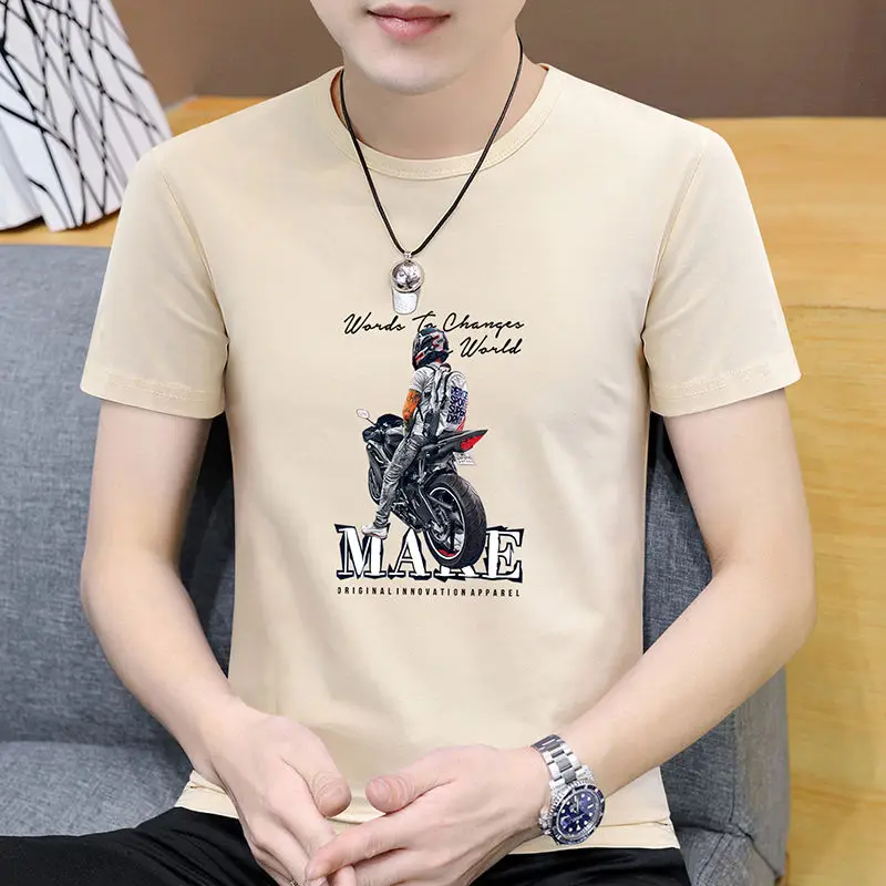 

Light luxury short-sleeved t-shirt men's cotton short-sleeved printed inner T-shirt bottoming shirt half-sleeved top clothes