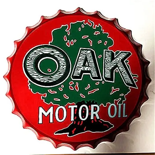 

Retro Sign Motor Oil Bottle Caps Retro Metal Tin Sign Diameter 13.8 Inches - Handcrafts Home Decor Bar Plaque Lounge Man Cave