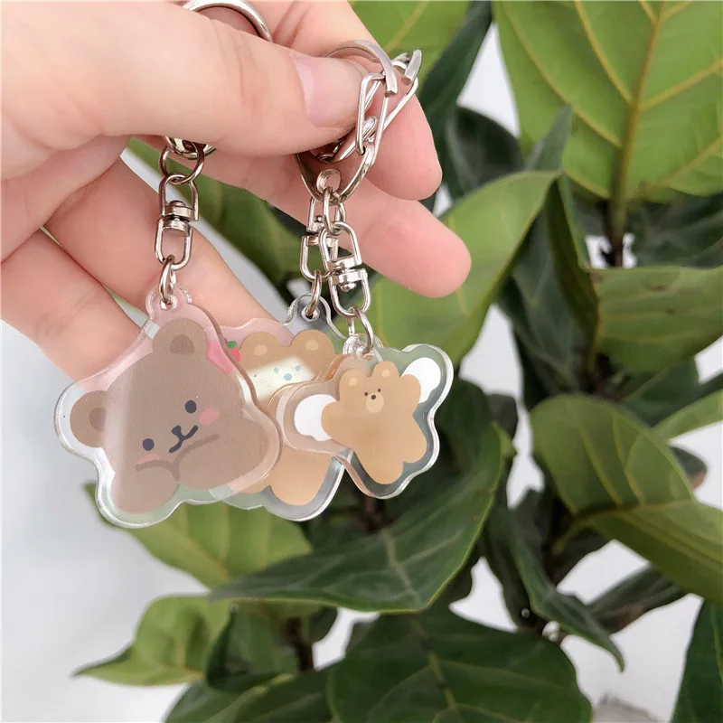 Корейское Ins мультяшное милое Медвежонок акриловое кольцо для ключей наушники
