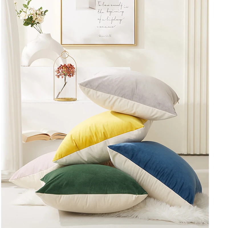 

Holland Velvet Solid Color Stitching Pillowcase Double-Sided Cushion Living Room Sofa Cushion Office Seat Backrest