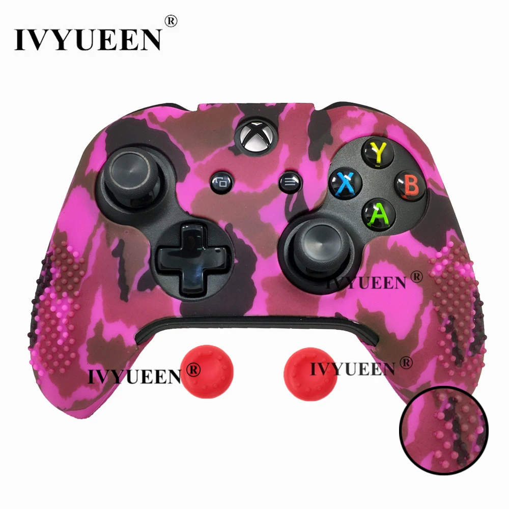 IVYUEEN, 15 цветов, силиконовый чехол для microsoft Xbox One X S, тонкий контроллер, защитный чехол с аналоговой ручкой для большого пальца - Цвет: Rose Red Camo