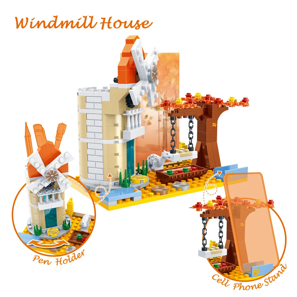 banbao four seasons autumn pencil vase photo frame phone holder building blocks office tools for valentines girl boy friend gift free global shipping