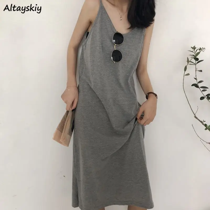 

Women Nightgowns Sleepshirts Sleeveless Sleepdress Long Black Nightwear V-neck Spaghetti Straps Summer Casual Soft Home Lounge