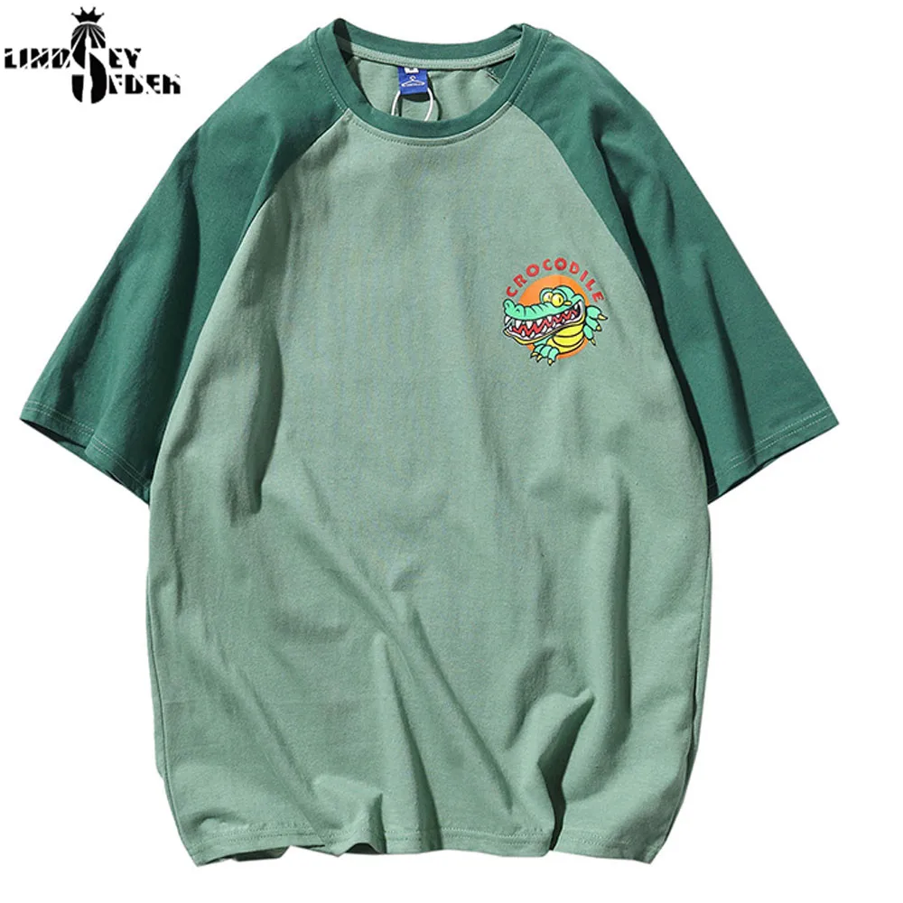 Мужские и женские классические однотонные уличные футболки с крокодиловым