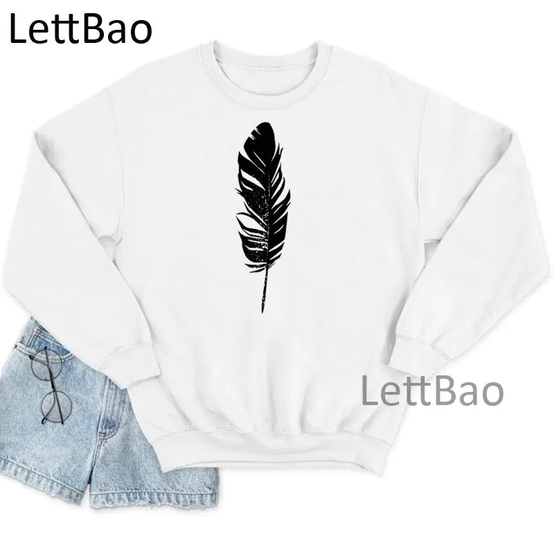 

Черно-белые худи в эстетике перьев женские Harajuku Grunge Ullzang модные толстовки в стиле хип-хоп для девушек толстовки с длинным рукавом и круглым в...