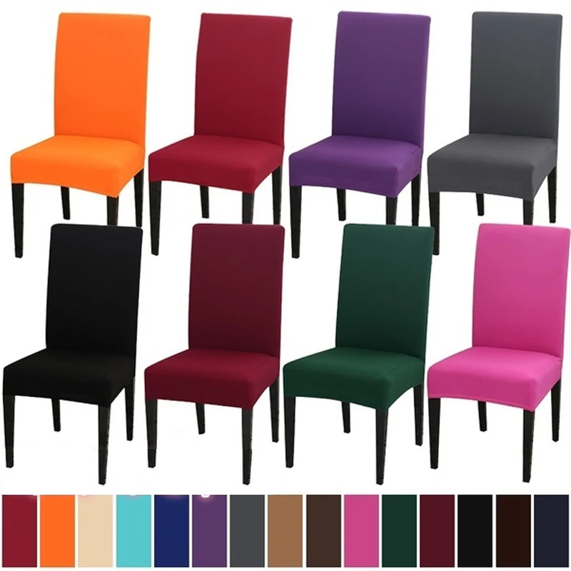 Однотонные Стрейчевые эластичные чехлы для стульев кухни столовой свадебного