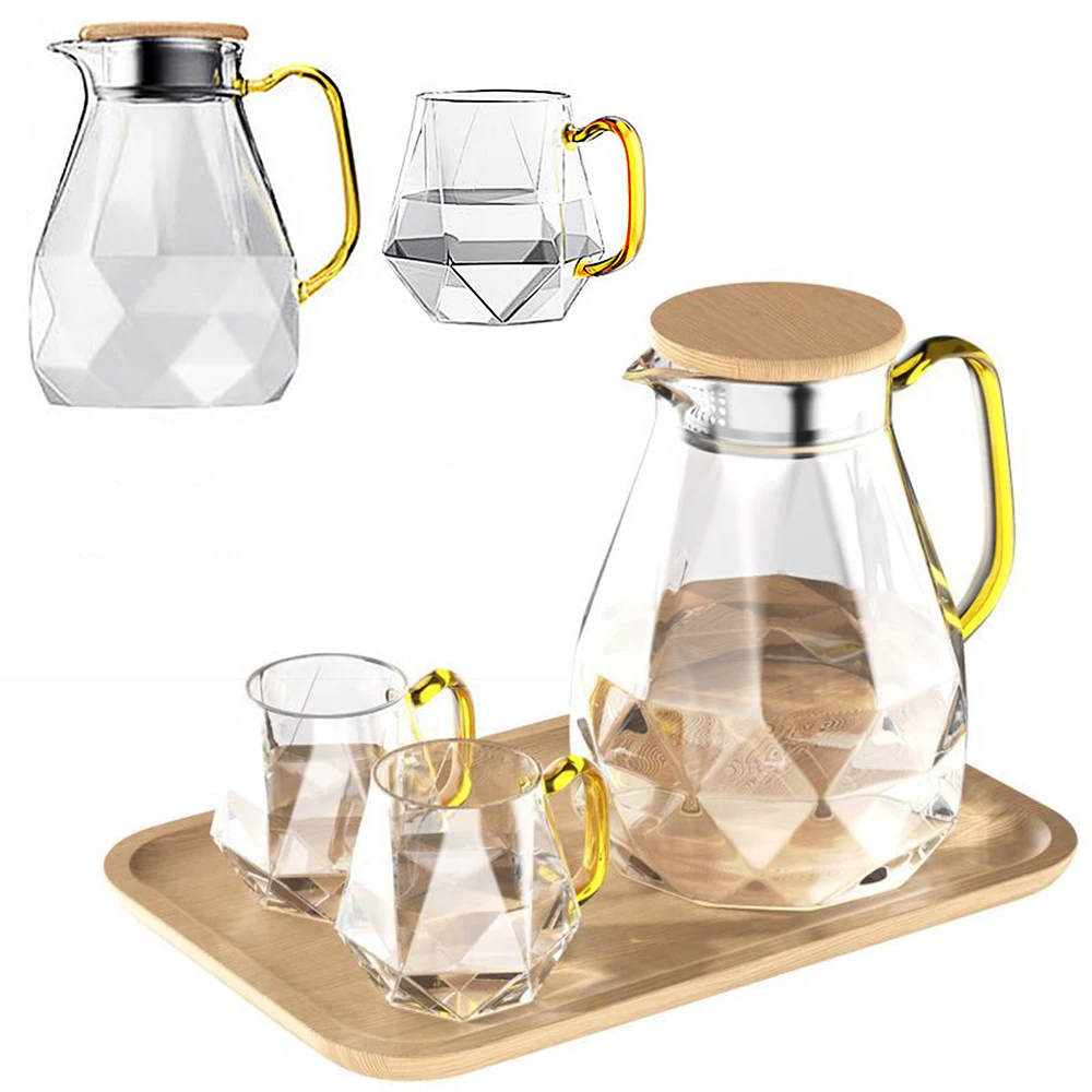 1.8L алмаз текстура прозрачный Стекло термостойкий заварочный чайник для воды из