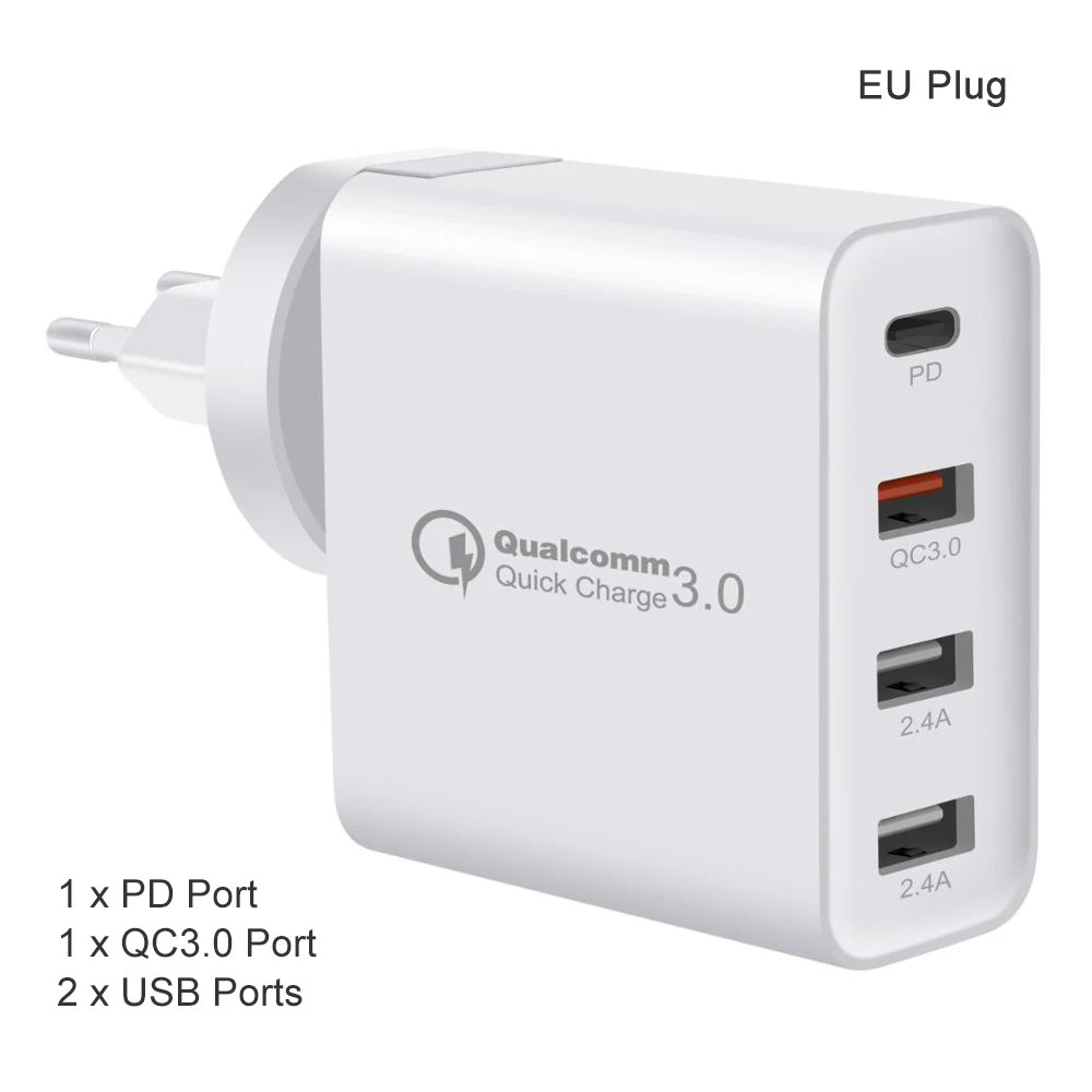 4Ports White EU GOOJODOQ PD зарядное устройство 40 Вт 8 портов USB зарядное устройство умный светодиодный дисплей USB быстрая зарядка для Apple адаптер для IPhone IPad Xiaomi samsung - Тип штекера: 4Ports White EU