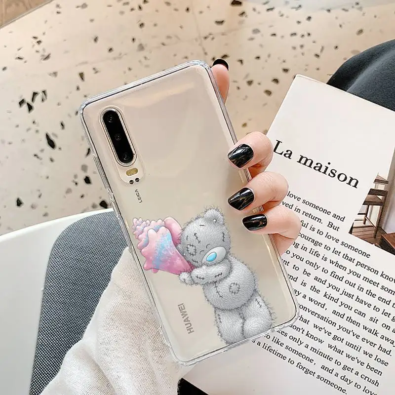 

Lovely Teddy bear Phone Case Transparent for Samsung A71 S9 10 20 HUAWEI p30 40 honor 10i 8x xiaomi note 8 Pro 10t 11