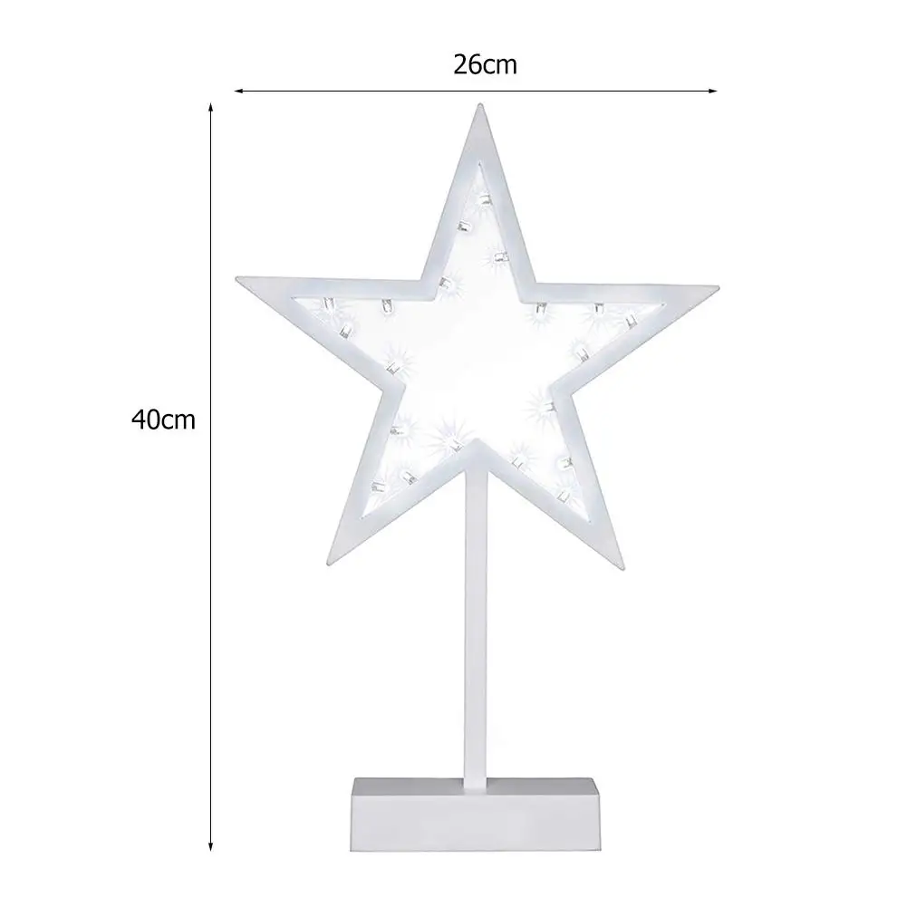 

20LED Battery Powered Star Shaped Night Light Creative White Frame Warm White Lighting Birthday Present Decorative Lamps