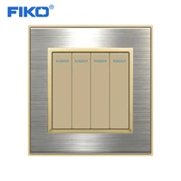 fiko stainless steel panel wall light switch 4gang 12way 250v 16a champagne gold household silver edge panel 86mm86mm