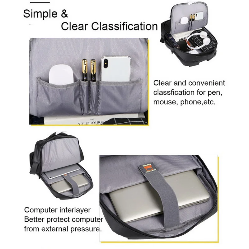 Laptop Backpacks 15.6 Inch Mens Male Business Notebook Mochila Waterproof Back Pack USB Charging Bags Travel Bagpacks | Багаж и сумки