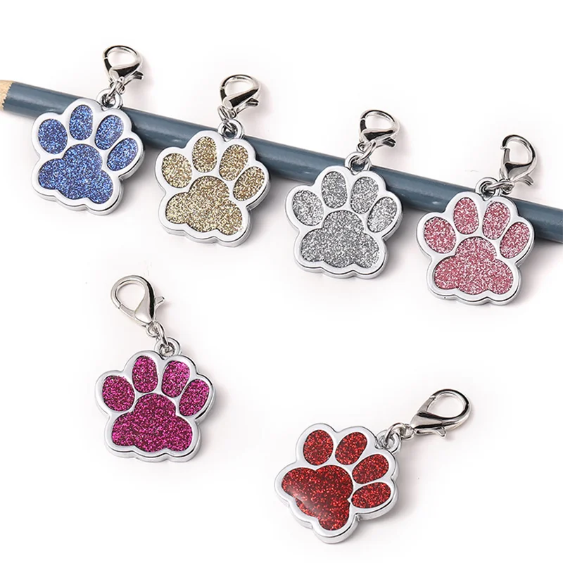 

Cat Id Tag Cute Glitter Paw Pet Personalized Pendant Dog Tags Collar Accessories Dogs Anti-lost Name Tag-Not Customized