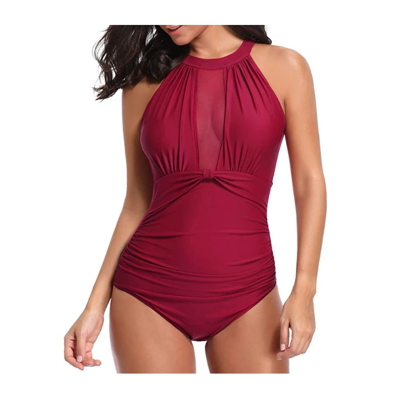 Купальник слитный женский кружевной черный батальных размеров 2019|Комбинезоны| |