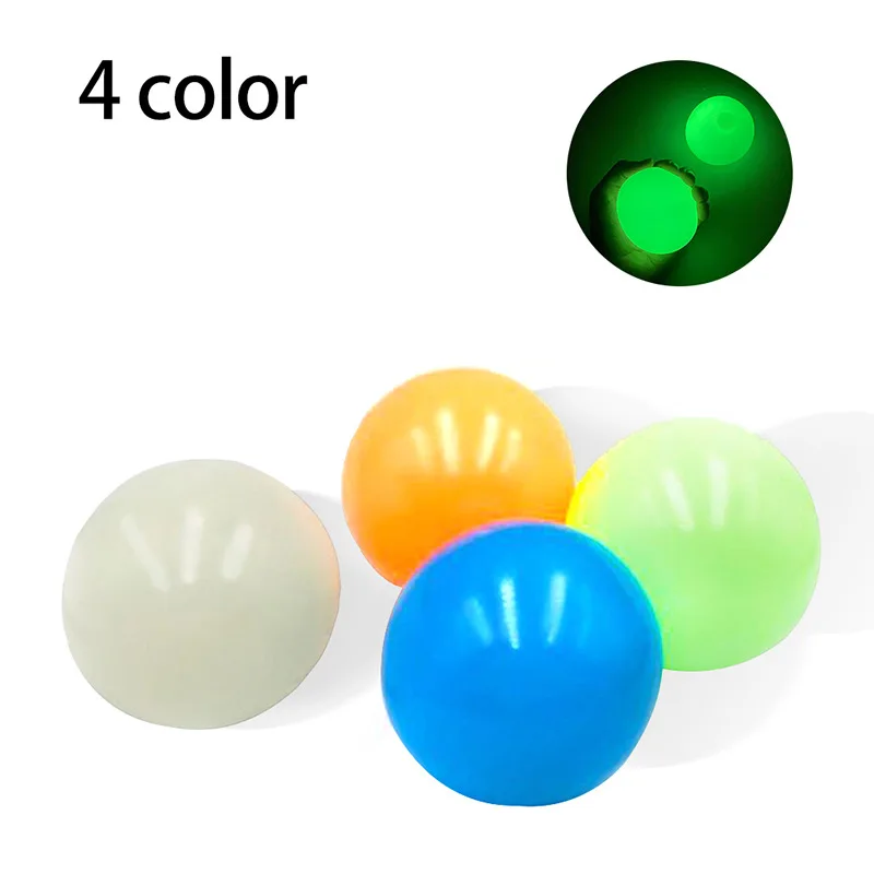 

Z30 4pcs Stick Wall Ball Stress Relief Fluorescent Target Ball Catch Stick Wall Ball Fidget Toy Decompression Toy for Kids Adult