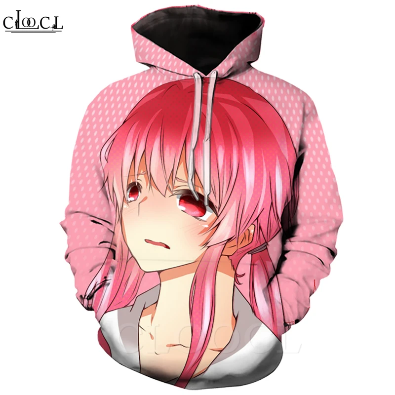 Японский аниме Будущее Дневник толстовки Мужчины Женщины 3D печать Gasai Yuno бег